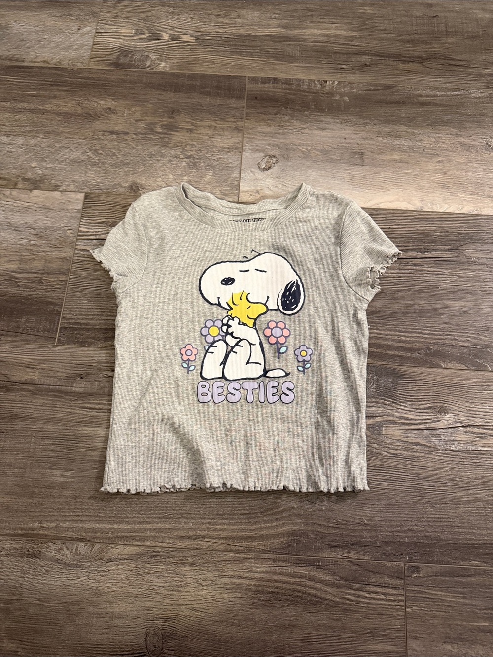 Peanuts Snoopy 'Besties' Girls Tee - Light Gray